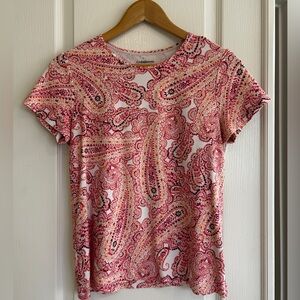 Croft & Barrow Pink and White Paisley Short Sleeve Tee